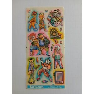 ILLUMINATIONS Fantasies Vintage 1980s "BEARLY PUNK" Sticker Sheet — RARE &Unused